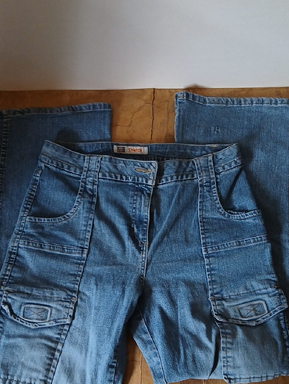 Faded Glory Stretch Missy 10 Medium Blue Women's Cargo Boyfriend Jeans